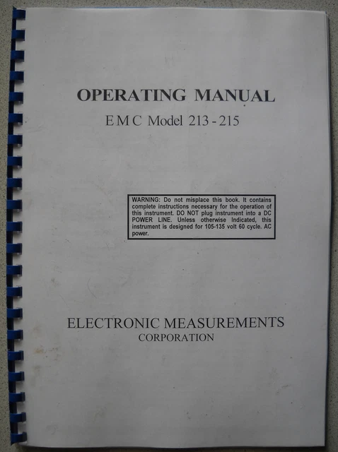 EMC Model 213 - 215 Röhrenprüfgerät Operating Manual EMC Model 213 - 215 Röhrenprüfgerät Operating Manual