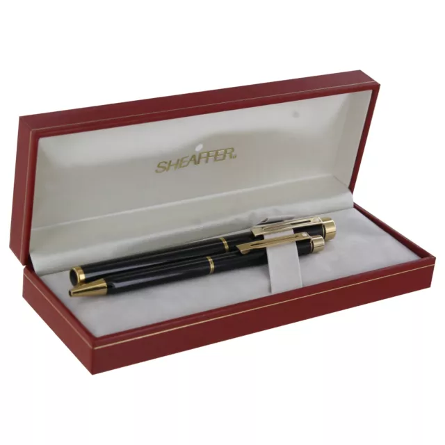 Sheaffer Targa Imperial Black 23K Gold Plated Fountain Pen (M) &amp; Ballpoint