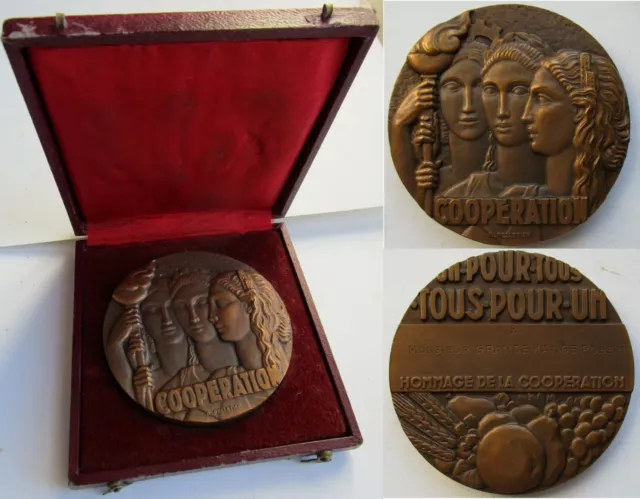 Médaille en bronze de Raymond Pelletier(1907-1958) pour la Coopération,Art déco