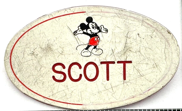 DLR CAST MEMBER Name Tag SCOTT Disneyland 1980 s Mickey Mouse Pin dlr-cast-member-name-tag-scott-disneyland-1980-s-mickey-mouse-pin