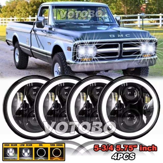 4PCS 5.75" 5-3/4" Round LED Headlights for GMC C15/C1500 1961-1972 Pickup C2500