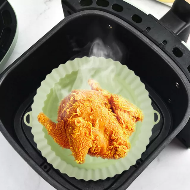 3pcs Round Flexible Air Fryer Pot Accessories Reusable Silicone Liner Non Stick