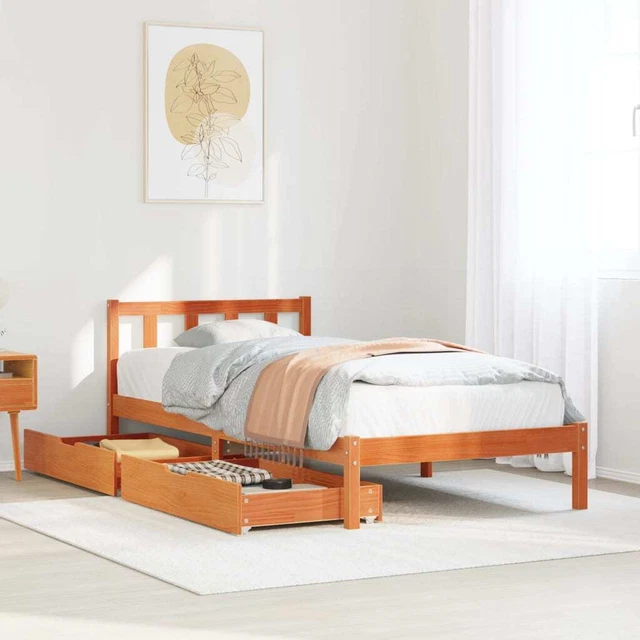 BED FRAME WITHOUT Mattress Wax Brown 90x200 cm Solid Wood Pine £257.90