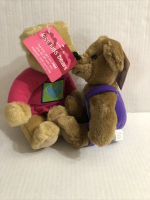 VTG NWT Hallmark Kiss Kiss Bears Kissing Magnetic Nose Plush Stuffed Valentine