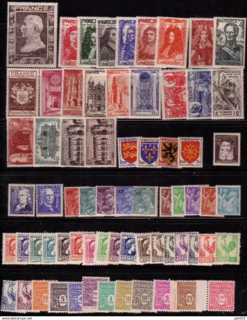 Frankreich: Jahrgang 1944 70 marken ** komplett, MNH Yvert et Tellier 599/668