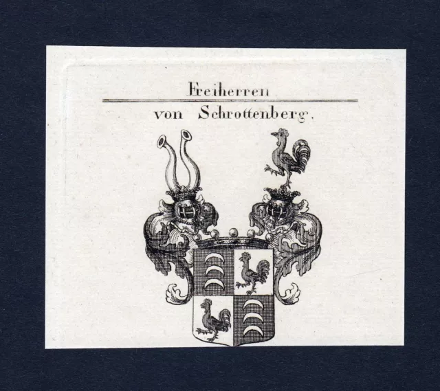 1820 Schrottenberg Escudo Nobleza Abrigo De Arms Heráldica Grabado