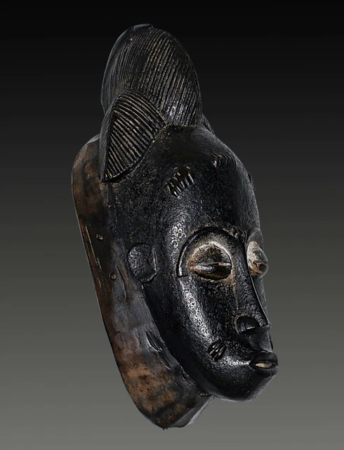African Mask Wood Baule Ivory Coast Antiques Vintage Ethnic Tribal Wooden Art