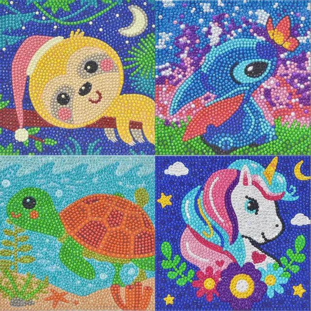 4Pcs Children's Diamond Painting Kit for Kids Gem Art Cartoon Role DIY Fun Toys