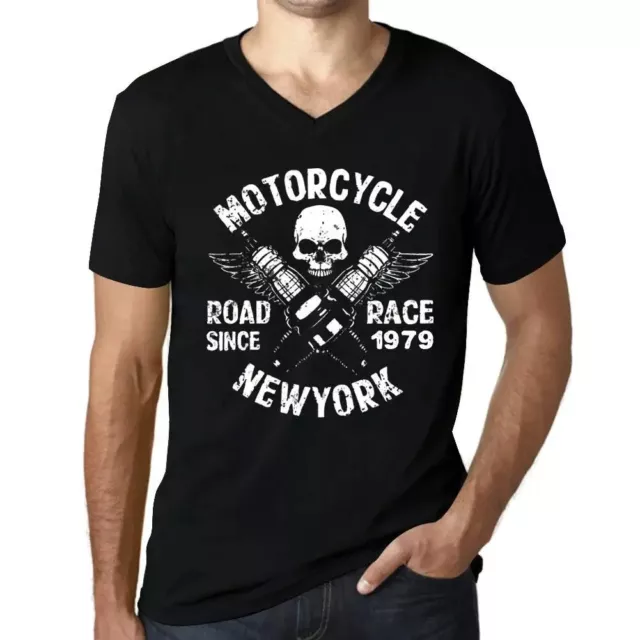 ULTRABASIC Homme Tee-Shirt Col V Course De Moto Sur Route Depuis 1979