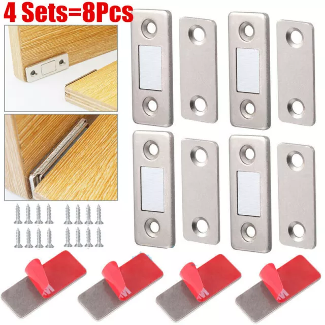 8Pc Strong Magnetic Door Closer Cabinet Catch Latch Cupboard Ultra Thin Closures