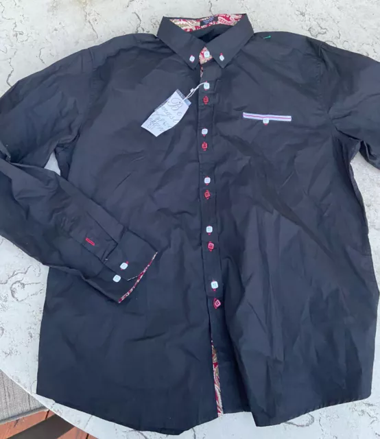 Coofandy Men's Casual Dress Shirt Large Button Down Long Sleeve Black Work NWT