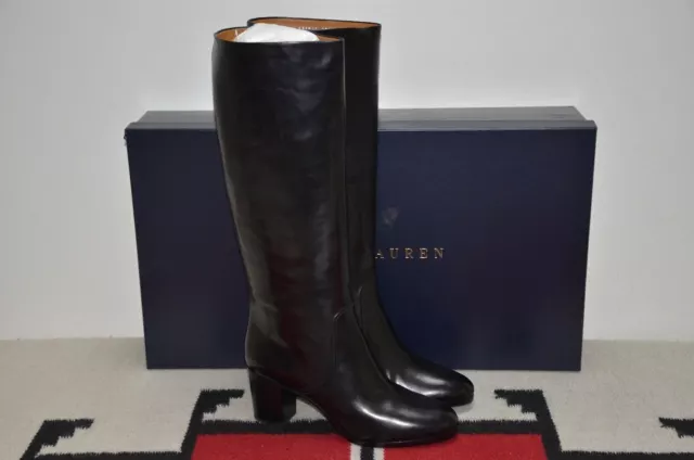 Ralph Lauren Collection Purple Label Leather High Heel Tall Riding Boots