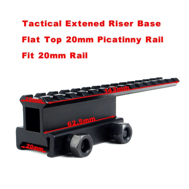 TACTICAL BOTTOM/TOP 20MM Picatinny Rail Base Riser Mount Extension Rail ...