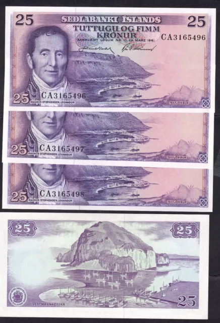 D#58 Iceland Island P43: 25 Kronur: 4 Stück Sammler collector lot