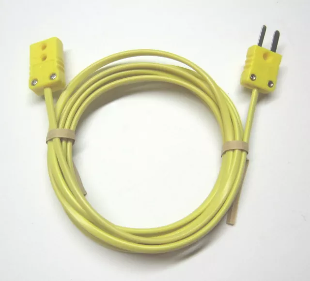 K-Type Thermocouple extension cable wire with miniature mini connectors 3-15 ft 3