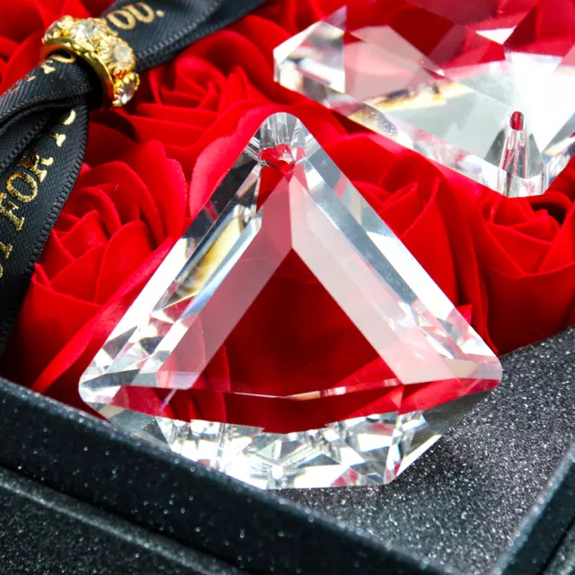 2PC 45MM 3D Flat Faceted Prism Diamond Feng Shui Crystal Pendant Suncatcher DIY