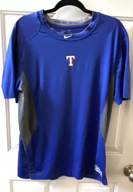 New Nike Pro Combat HyperCool Fitted SS MLB Texas Rangers Base Shirt Jersey