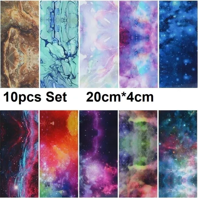 10pc Starry Night Galaxy Marble Nail Art Transfer Foils set sticker Nails sky