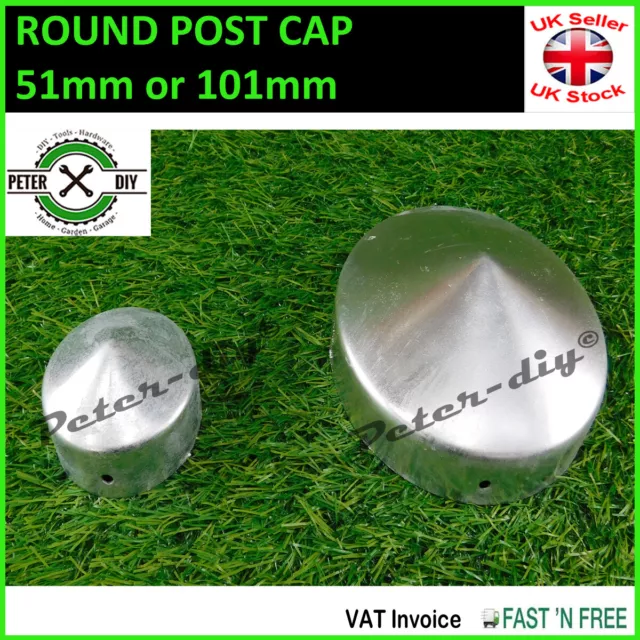 ROUND Pyramid Silver GALVANISED Fence POST CAP CAPS Cover Top 51 / 101 mm