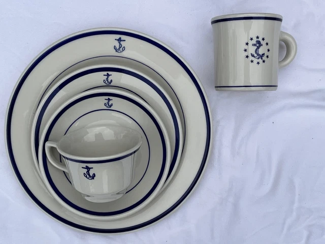 5 Vtg Homer Laughlin China Restaurant Ware US Navy Mess Hall Anchor Dinner Plate