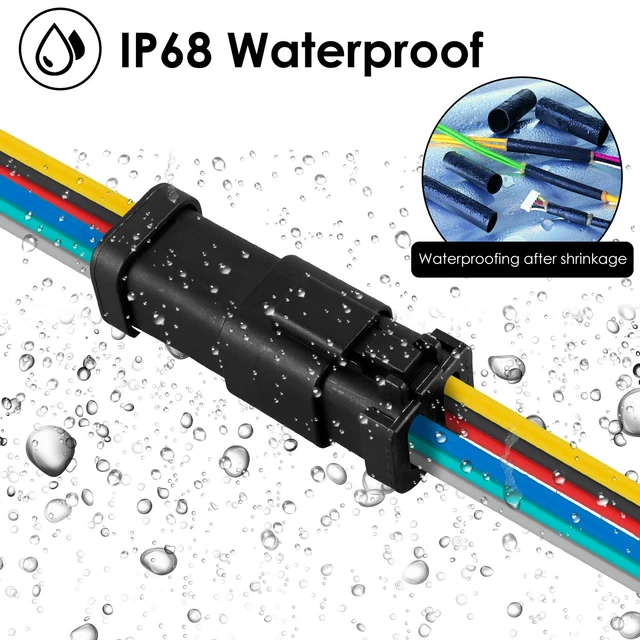 6 SETS WIRE Connectors 2 Pin/6 Pin Connectors IP68 Waterproof Wire ...