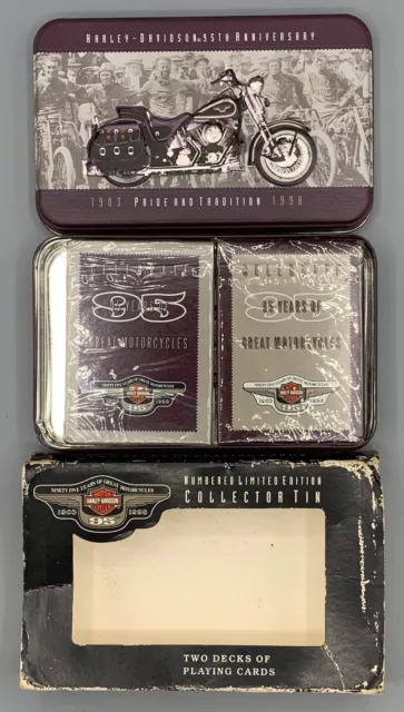 Vintage 1998 Harley Davidson 95th Anniversary Collectible Tin & Playing Cards