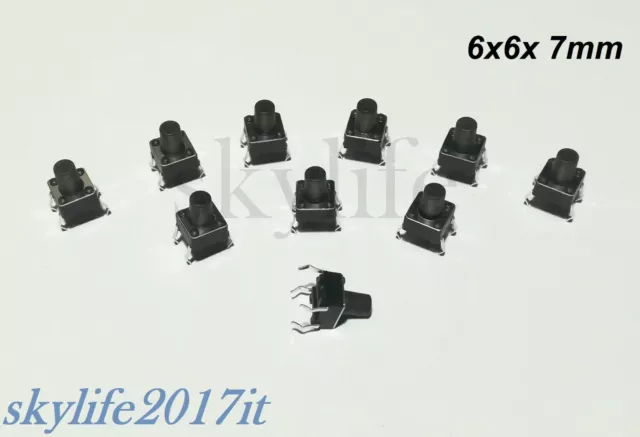 10pz Mini Micro PULSANTE 6X6X7mm INTERRUTTORE SWITCH TATTILE 4 PIN Arduino