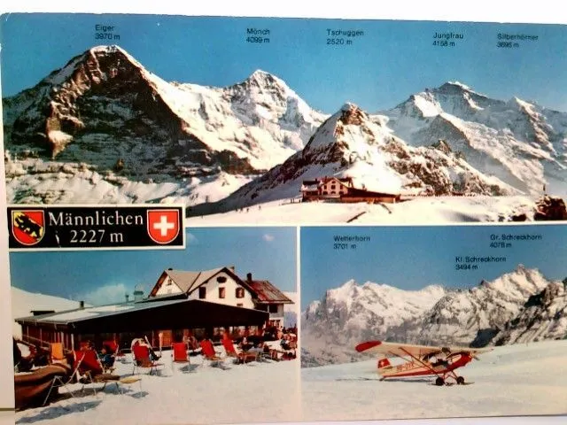 Männlichen / Berner Oberland / Schweiz. Alte Mehrbild AK farbig. 2 x Gebirgskett