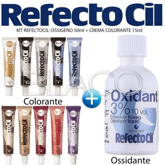 KIT REFECTOCIL COLORANTE + OSSIGENO 100ml PER CIGLIA E SOPRACCIGLIA TINTA COLORE