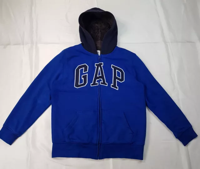 Felpa Con Cappuccio Gap Kids 13-14 Anni Taglia Xxl Ragazzi Ragazze Blu Cerniera Foderata Sherpa