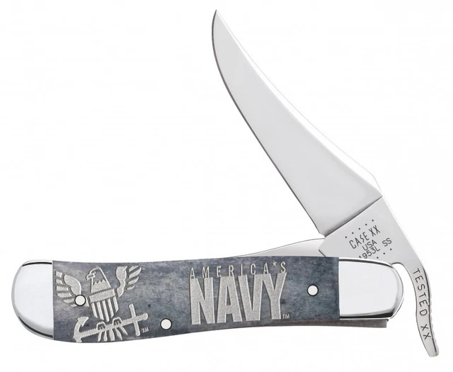 Case xx USN Russlock Knife America's Navy Eagle and Anchor Gray Bone 17722