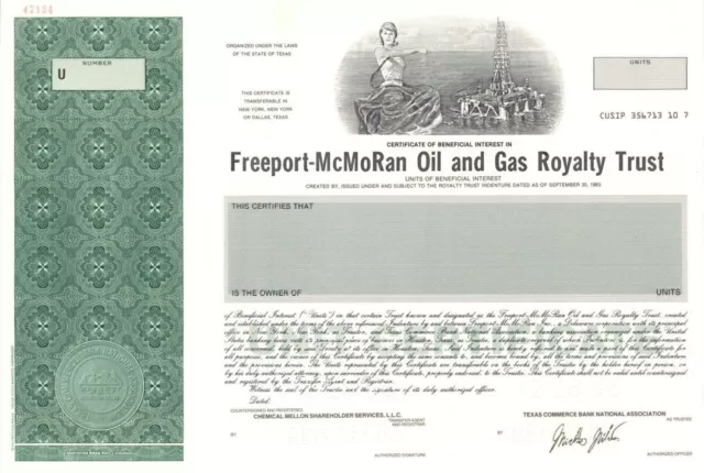 Freeport-McMoRan Oil and Gas Royalty Trust - Specimen Stock Certificate - Specim