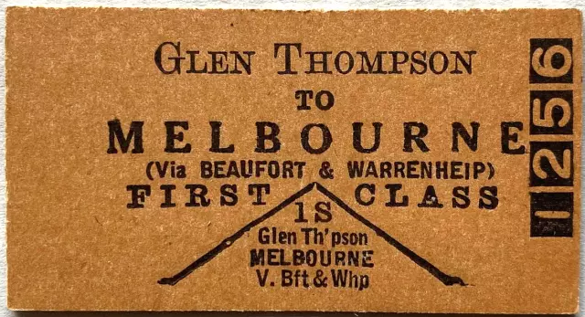 VR Ticket - GLEN THOMPSON to MELBOURNE (via B'fort & Wnhp) - 1st Class Single