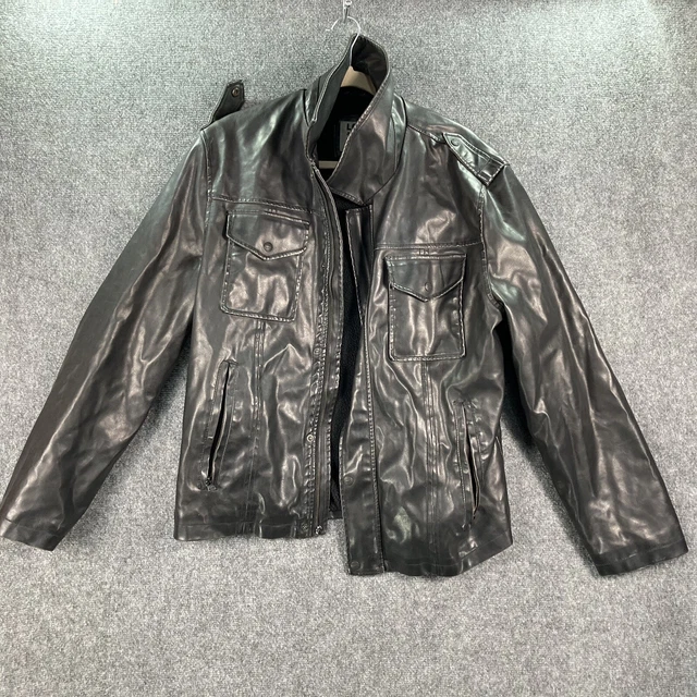 Levi’s Jacket Mens Size Large Medium Black Polyvinyl Chloride Faux Leather Zip