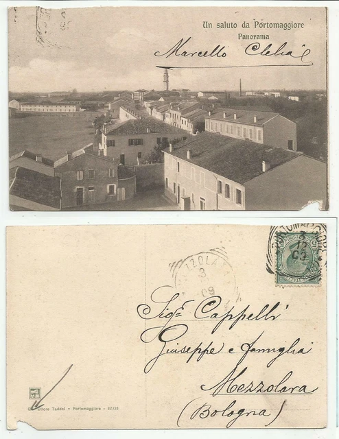 FERRARA (1476) - Un Saluto da PORTOMAGGIORE Panorama - Fp/Vg 1909