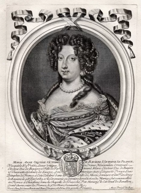 Maria Anna Victoria Di Baviera Ritratto Incisione Engraving De Larmessin 1685