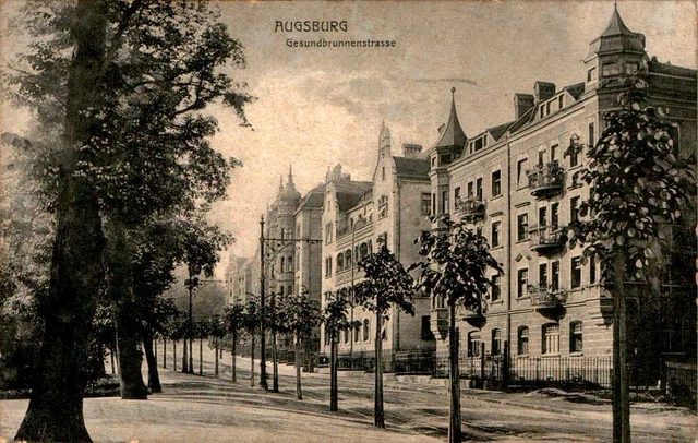 AK GRUß AUS AUGSBURG SCHWABEN GESUNDBRUNNENSTRAßE 1907 BAYERN