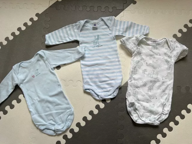 petite bateau baby bodysuit Bundle x 2 long sleeve 3 months x1 short Sleeve 6m