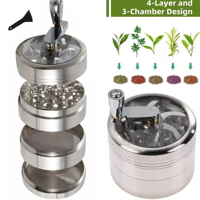 4-Layer Metal Grinder Dry Herbal Herb Spice Grinder Crusher Smoking Kitchen Gift