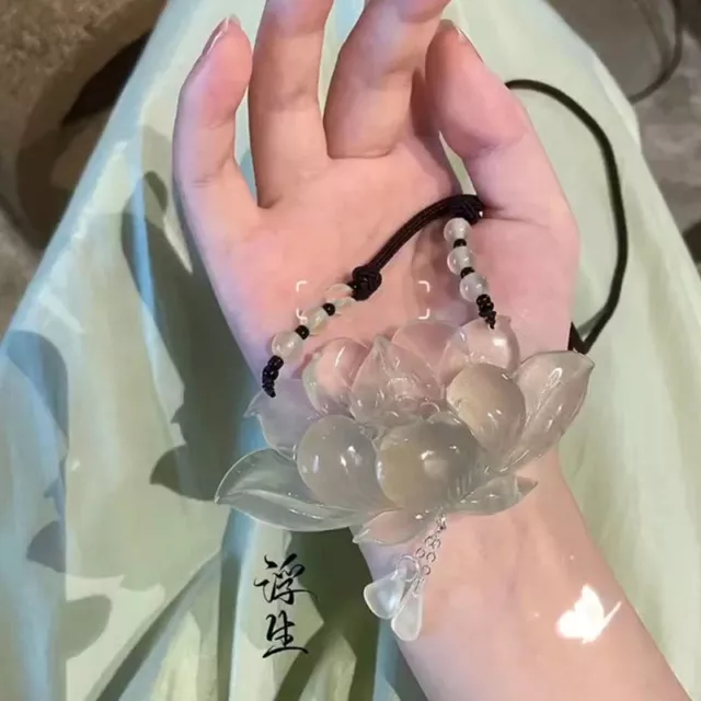 Nuevo Collar Colgante de Loto de Jade de Hielo Estilo Antiguo Chino Hanfu Disfraz Antiguo