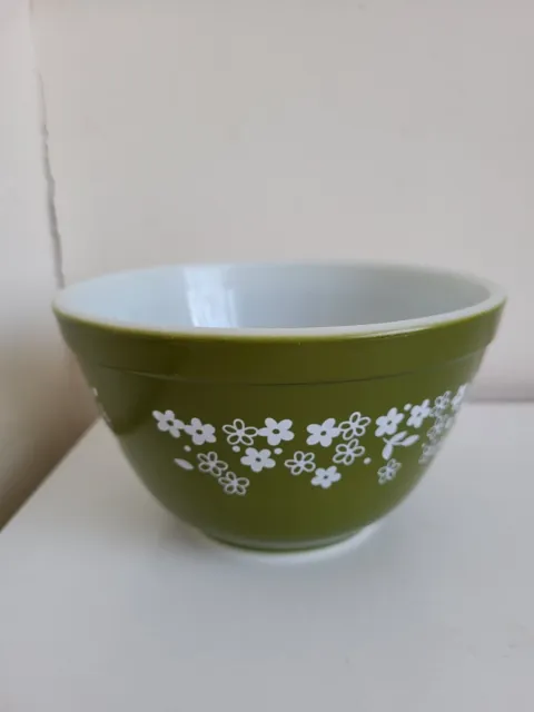 Vintage Pyrex Mixing Bowl #401 Crazy Daisy Spring Blossom Green Made In The USA