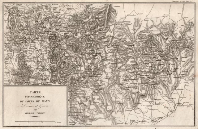 Sur de Alemania Hessen Original Grabado Mapa de País Tardieu 1810