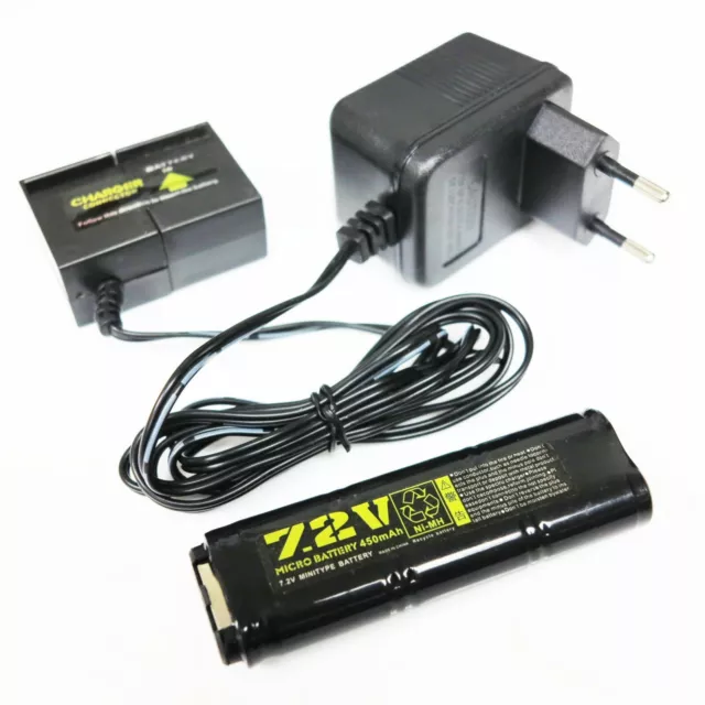 WELL 7.2V 450mAh Ni-MH Battery w/ 220V Charger for WELL R2 R4 MP7 Airsoft AEG