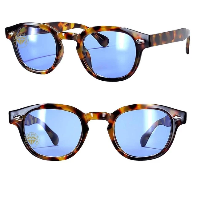 Occhiali Da Sole Tartarugati Nero Lucido Lenti Azzurre Fashion Trend Top V400