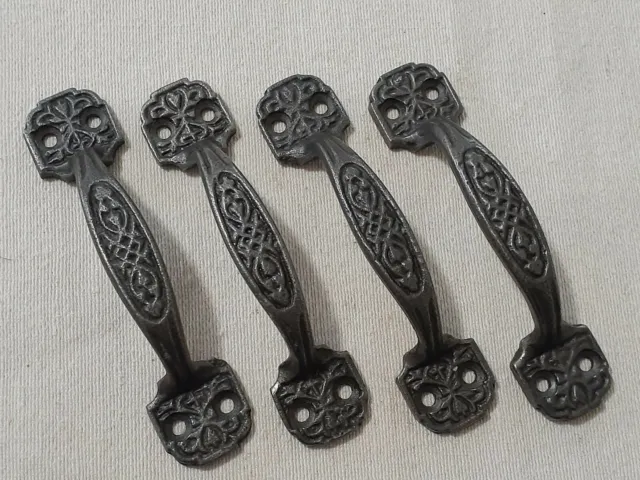 4 Cast Iron Natural Oil Rubbed 4 1/8" Drawer Handles Door Cabinet Pulls-Set of 4