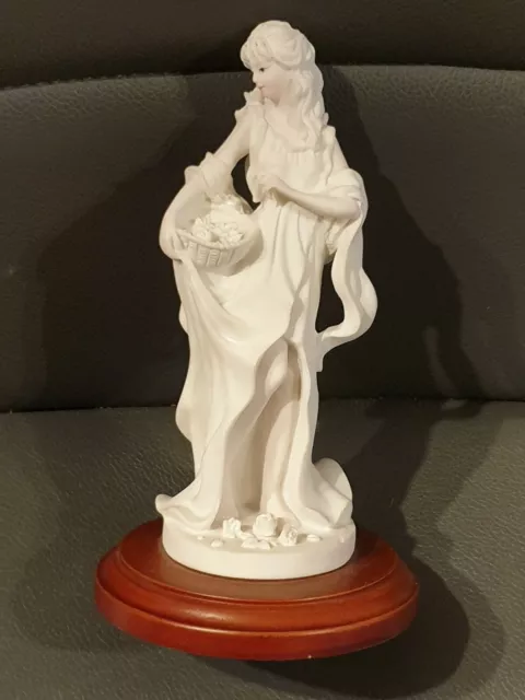 White Lady Ornament with fruit On Plinth fab gift