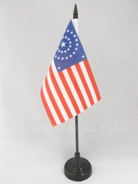 DRAPEAU DE TABLE USA ÉTOILES EN ROND 15x10cm - PETIT DRAPEAUX DE BUREAU AMÉRICAI