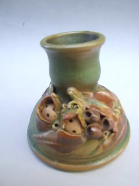 Australian Redland Bay Pottery Signed SAYERS Gumnuts Small Candle Holder Vintage