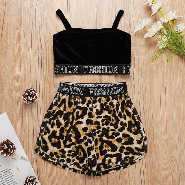 Gilet tuta leopardata leopardata bambini bambine pantaloni abiti set vestiti