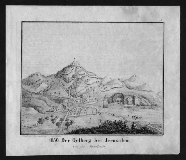 1830 - Jerusalem Ölberg Israel Mount of Olives Lithographie Lithograph